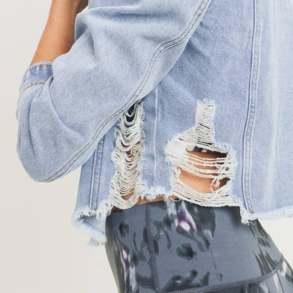 Mono B Puffed Cropped  Denim Jacket - Picture 3 of 12